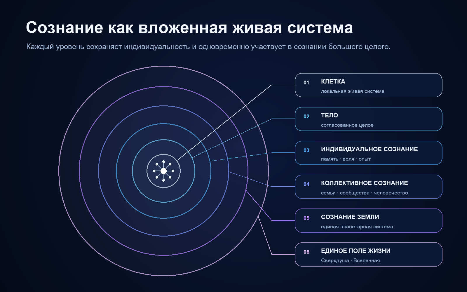 Сознание как вложенная живая система — от клетки до единого поля жизни