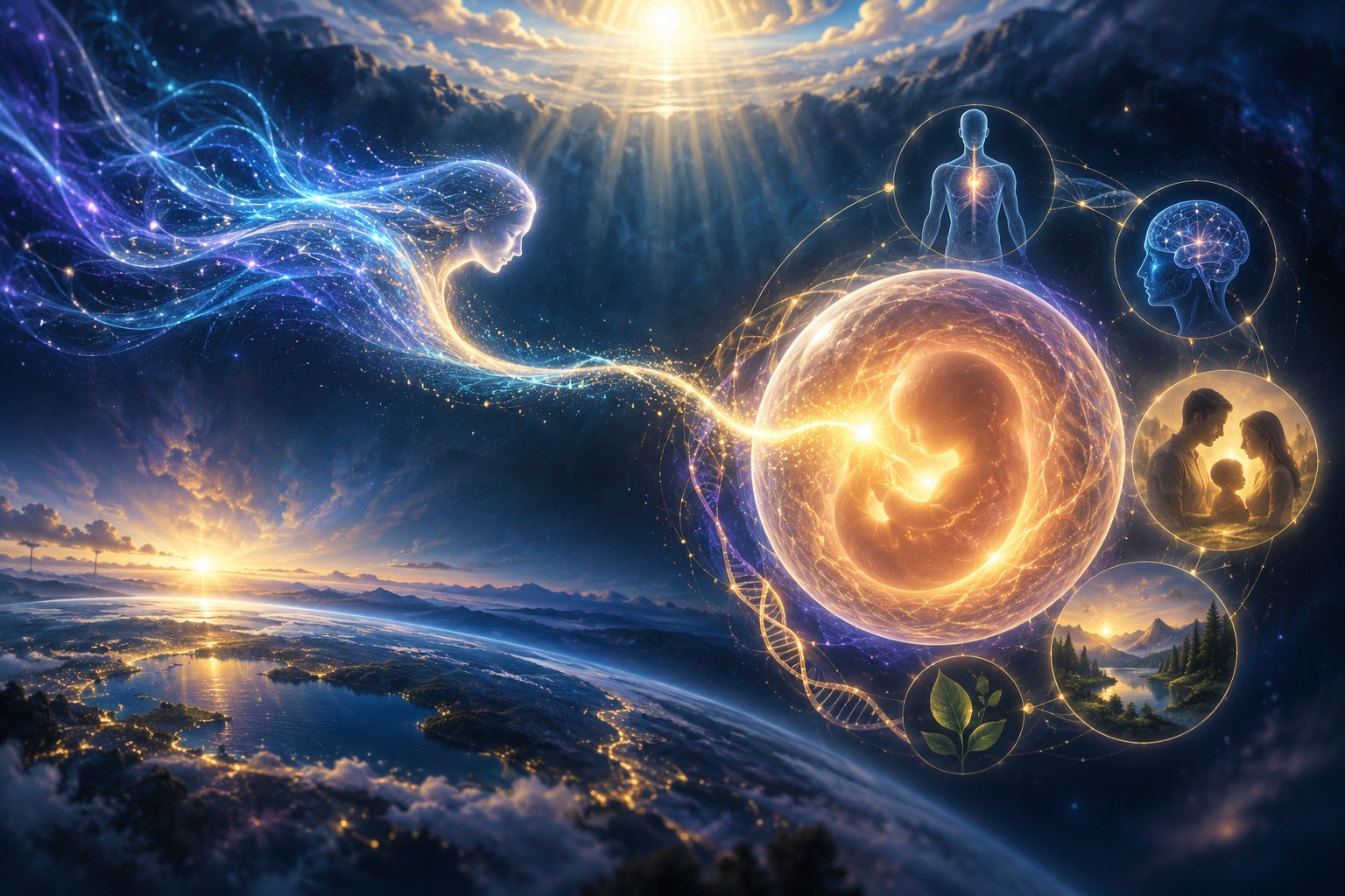 The soul gradually connecting with a developing body