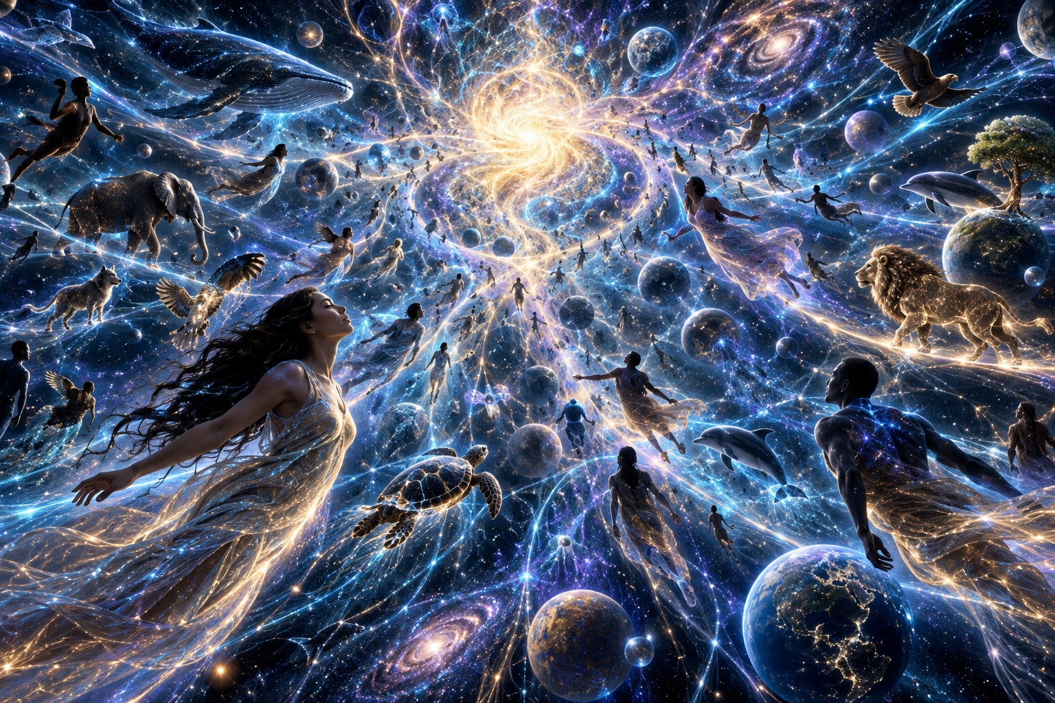 An artistic visualization of the unified Source and an individual soul