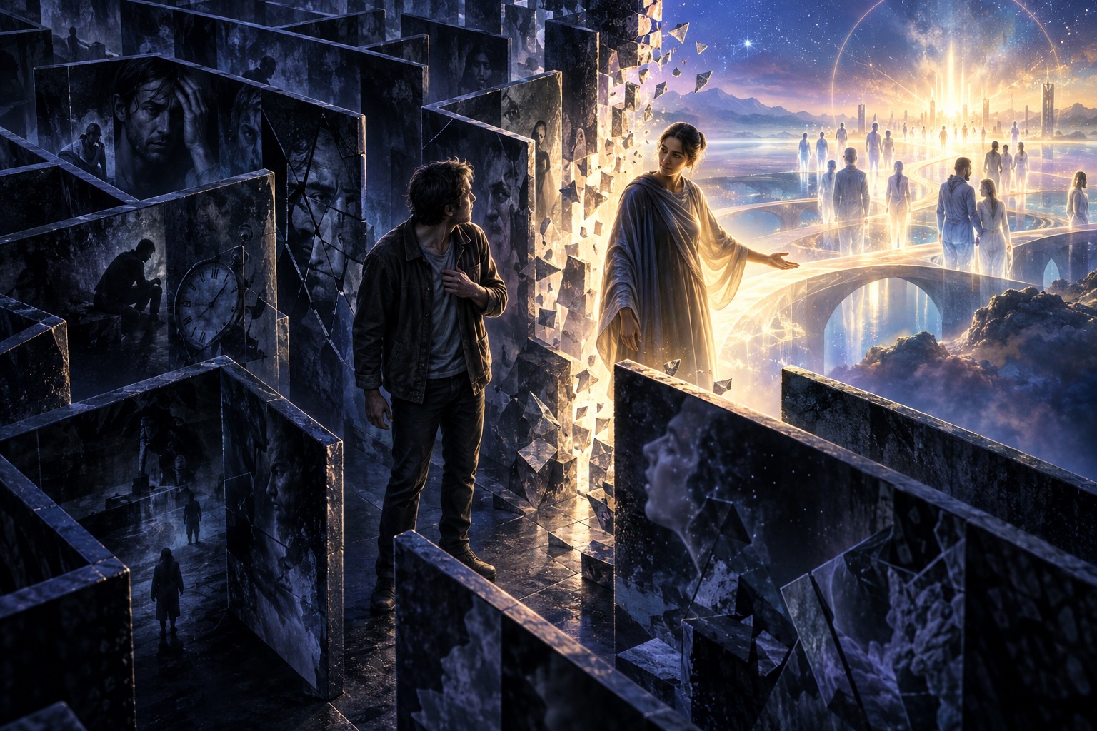 An artistic visualization of the transition after physical death